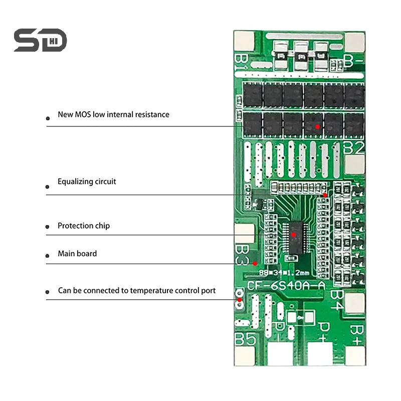 22V 24V 6S 40A 18650 Li-Ion Lithium Battery Poretect Board Solar Lighting BMS PCB With Balance For Ebike Scooter