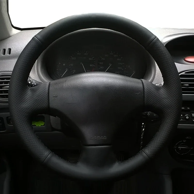 

DIY Black Artificial Leather Hand sewing Car Steering Wheel Cover For Peugeot 206 2002 2003 2004 2005 2006