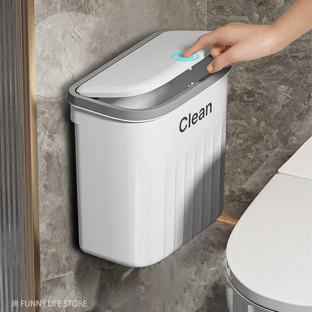 Poubelle murale de Type presse 12/16l, pour salle de bains, toilettes, seau poubelle avec couvercle, poubelle de recyclage de cuisine, corbeille suspendue