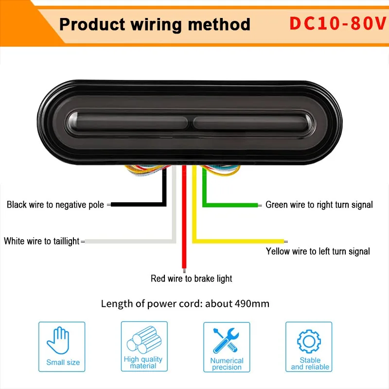 12/24V 3in1 Motorcycle LED Tail Lights Turn Signal Lamp DRL Lamp Running Light Moto Fender  Flash Red Rear Brake Stop Lights