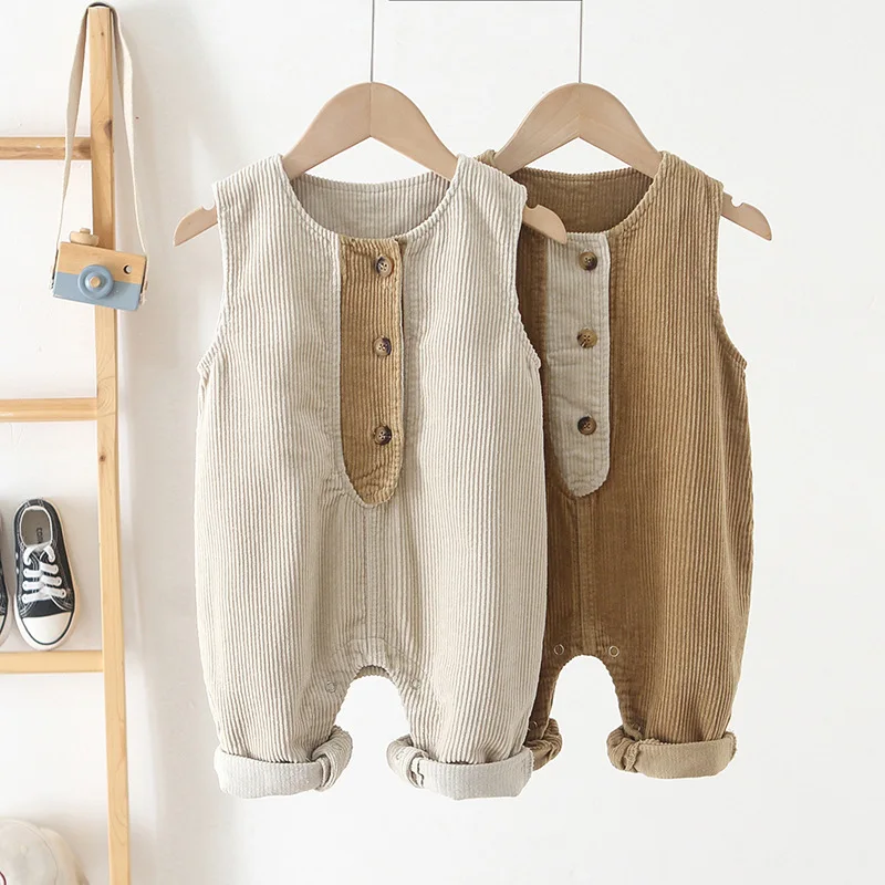 Children's Overalls Children's Clothing New Korean Version of Infant and Child Corduroy One-piece Hidden Buckle Overalls