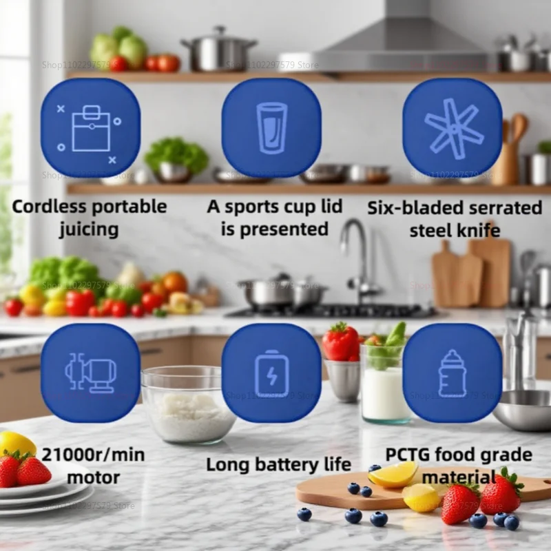 Portable Blender Juicer 400ml Electric Fruit Juicer USB Charging Lemon Orange Fruit Juicing Cup Smoothie Blender Machine 2cups