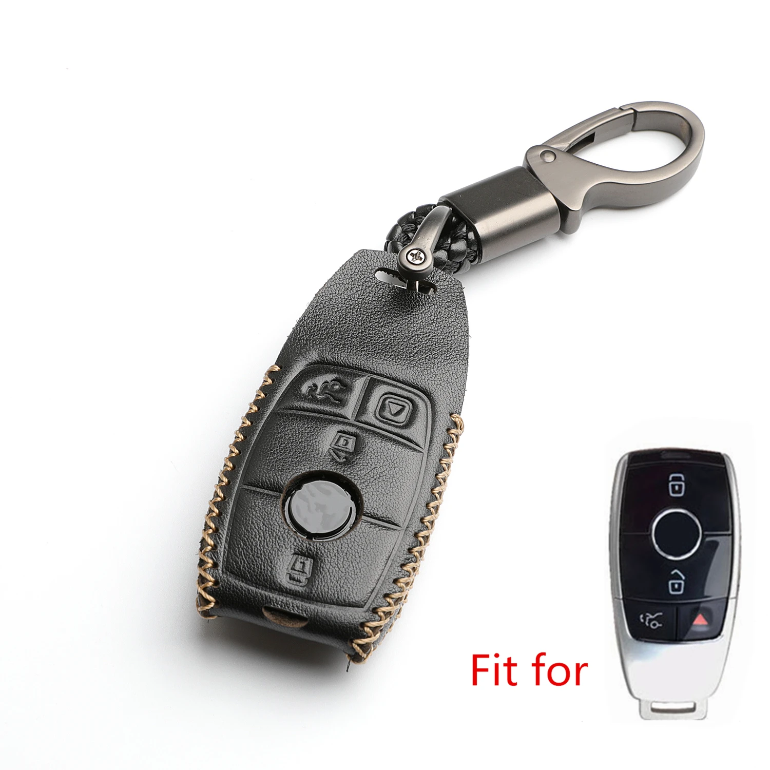 

WFMJ Черный кожаный чехол для Benz A B C E S G GLC GLE GLS W213 W222 G63 X167 E300 AMG 4-кнопочный смарт-защитный чехол для ключей