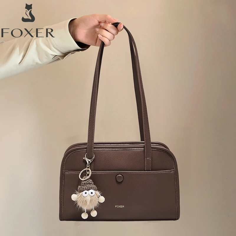 

FOXER Female Shoulder Bag PU Leather Cross Body Bag 2025 Autumn Winter Fashion Messenger Bag Large Capacity Commute School
