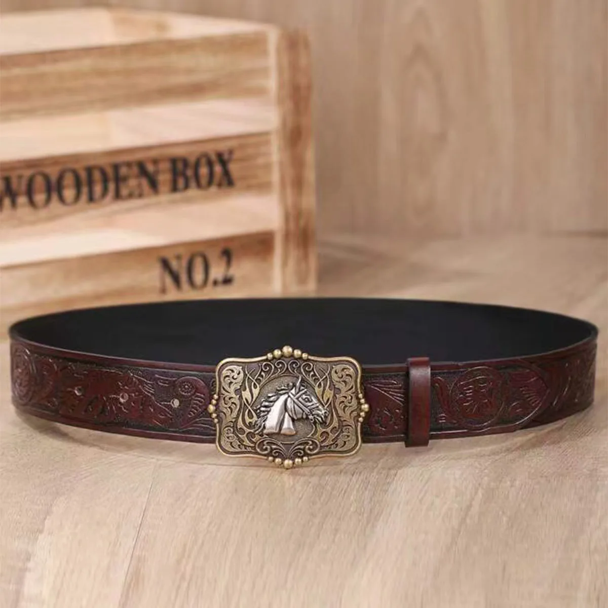 Beaded Silver Horse Head3.7cm wide men's and women's Western bull head denim style bull scalprendy belt smooth buckle