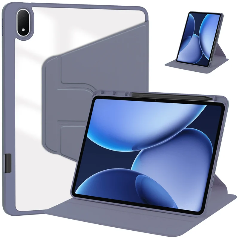 GEFENIS For OPPO Pad 4 Pro Case With Pen Holder 360 Rotating Acrylic Clear Hard Tablet Coque For OPPO Pad 4 Pro Cover Funda 13.2