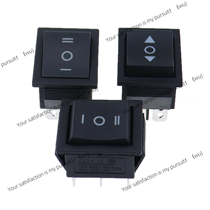 ZOCI-1PCS KCD4 25X31mm Black Rocker Switch 6 Pin 3 Position ON-OFF-ON Double Reset/Latch Switch 16A 250V 20A 25A 125VAC