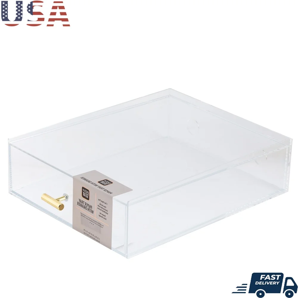 

Прозрачный акриловый лоток для бумаги с выдвижным ящиком, современный настольный органайзер, прочное решение для хранения, офисные принадлежности и канцелярские принадлежности