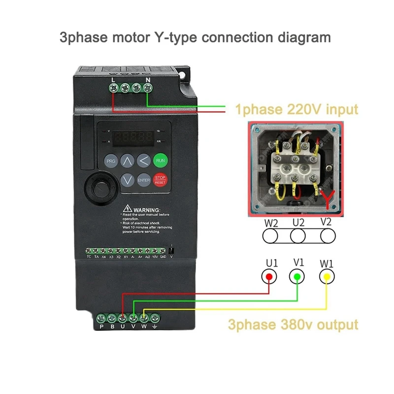 220V To 380V VFD Frequency Converter Single Phase Input Three Phase Output Inverter 5.5KW Motor Speed Controller