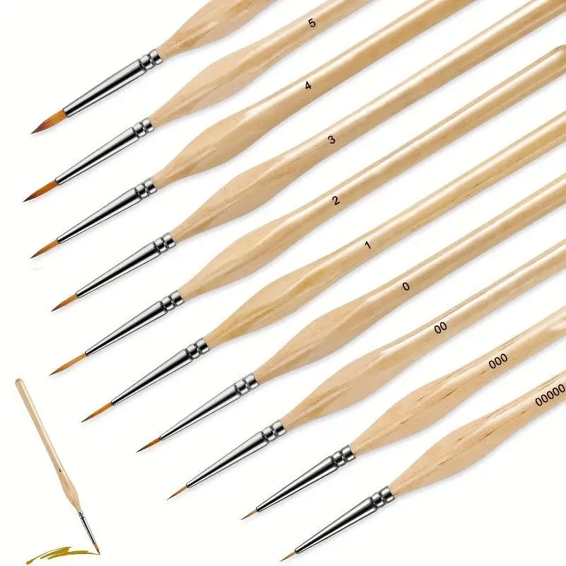 11Pcs Detail Brush Set Triangle Handle Micro Brush Acrylic Painting Art Brush Model Oil Painting Digital Painting Set
