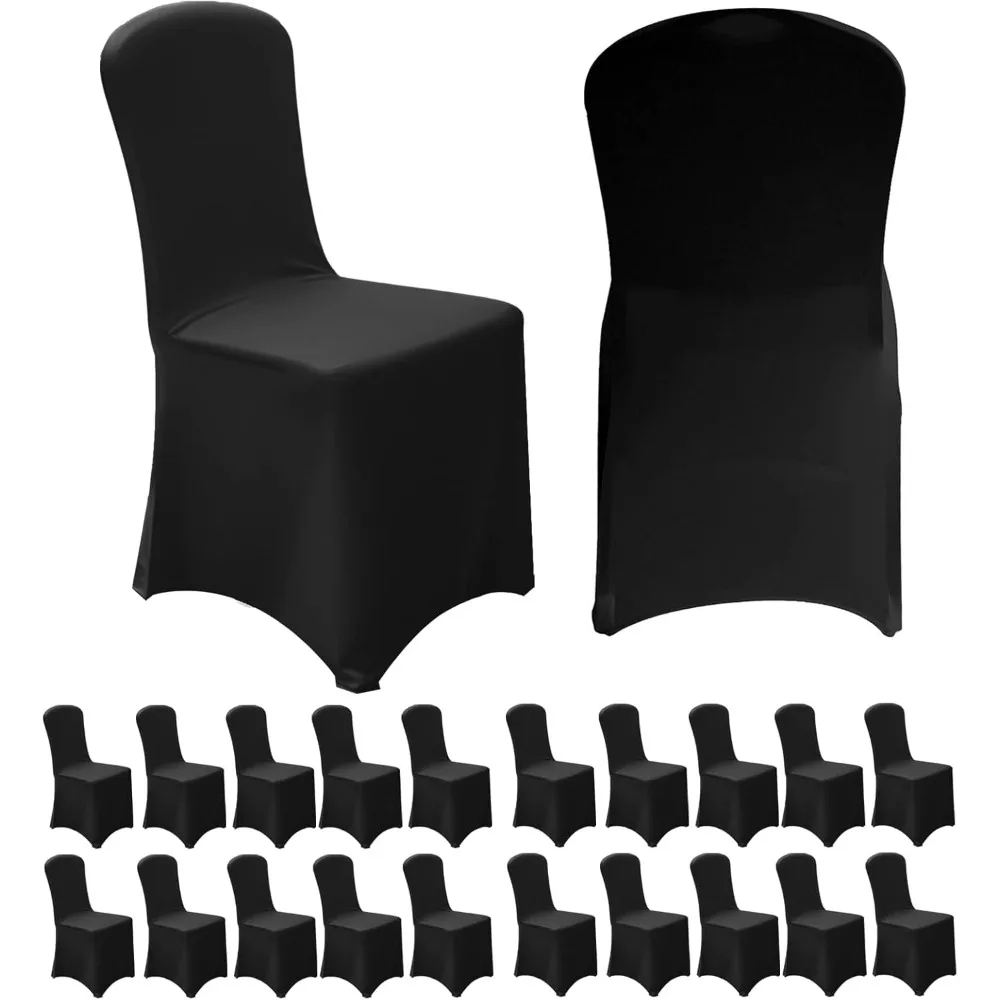 

Black Stretch Spandex Chair Covers - Set of 30 for Weddings, Parties, and Banquets - Universal Fit Protector