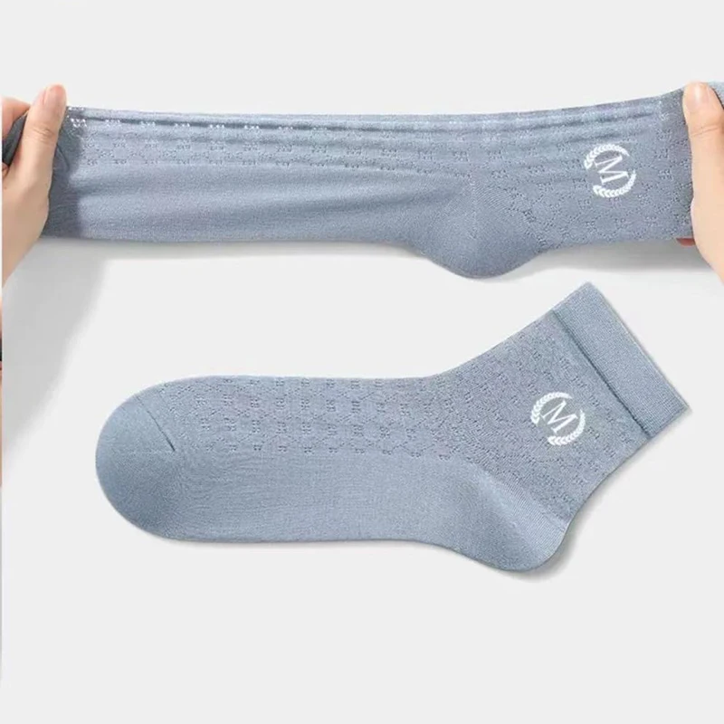 Chaussettes d'Été en Maille pour Homme, Bas de dehors Ultra-Mince, Respirant, Absorption de la Sueur, Maille Glacée, 5 Paires