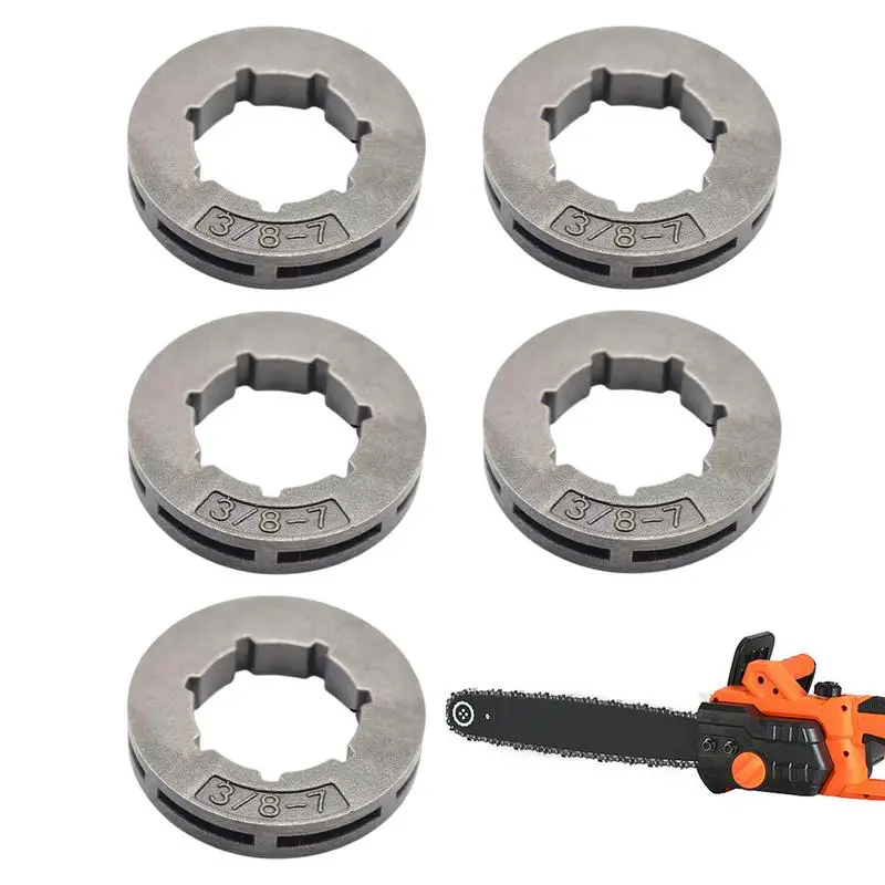 

Chainsaw Rim Sprocket 5 Pieces Rim Sprocket Replacement 3/8-7 Tooth Cutting Accessory Replacement For Chain Drive Engine Lawn