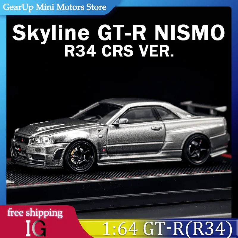 

IG 1:64 Skyline GT-R R34 NISMO CRS Deep Space Gray Alloy Model Detailed Interior Opening Parts for JDM Collectors Toy Car Gifts