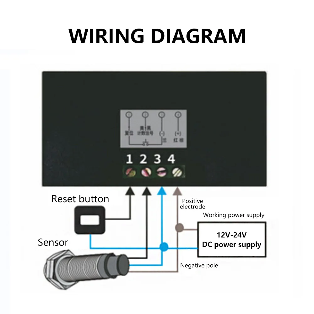 LCD Digital Counter Module DC12V-24V Electronic Totalizer with NPN  Signal Interface 1~999999 Times Counting Range