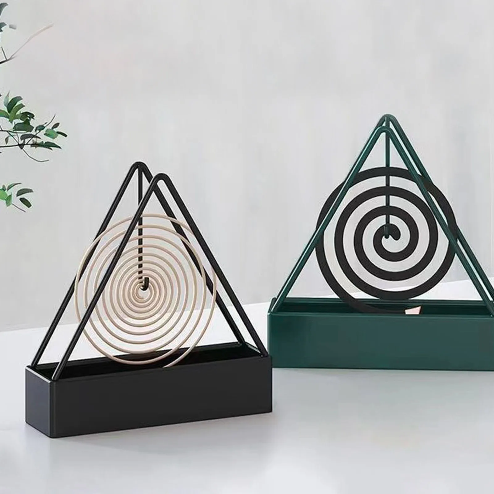 Anti-Scald Mosquito Coil Holder With Tray Creative Wrought Iron Triangular Shape Mosquito Repellent Incense Rack Home Decor Tool