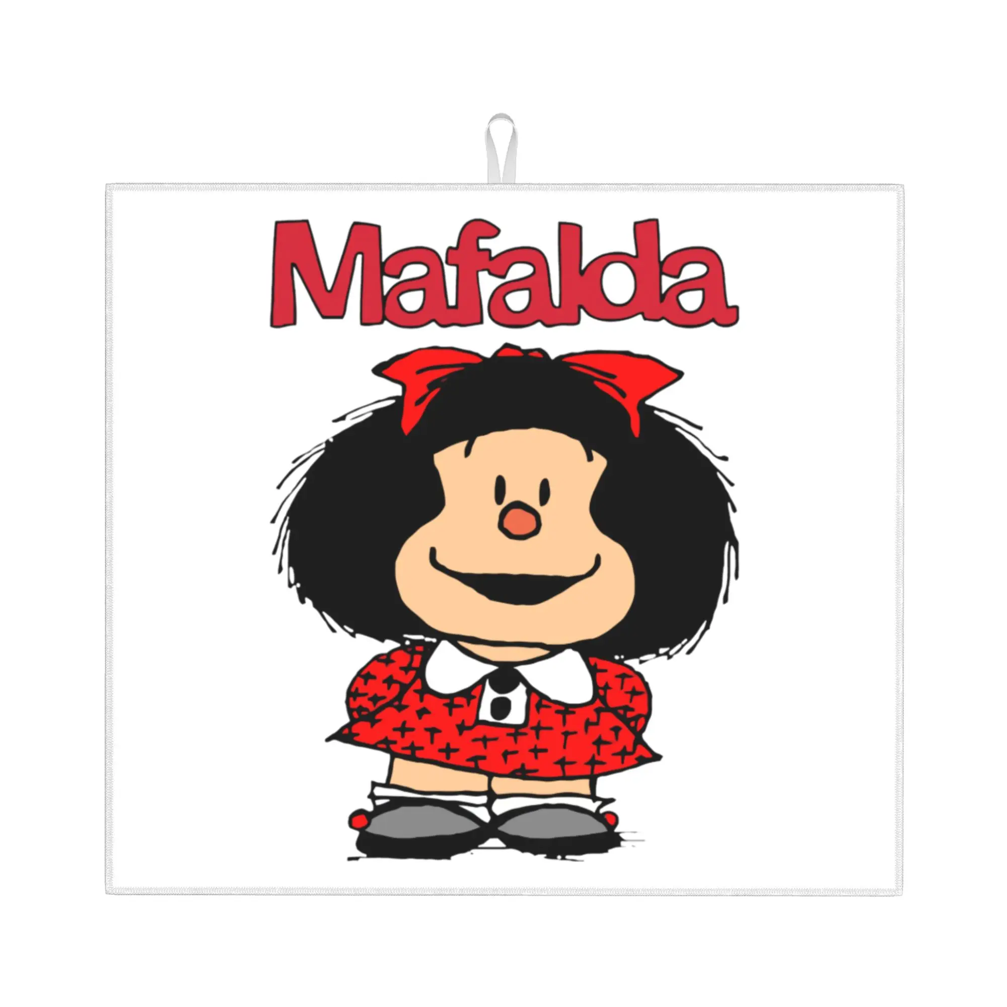 Drying Mat For Kitchen Cute Mafalda Barware Tableware Oil Proof Argentine Cartoon Quino Comics Washable Kitchen Sink Drying Pad