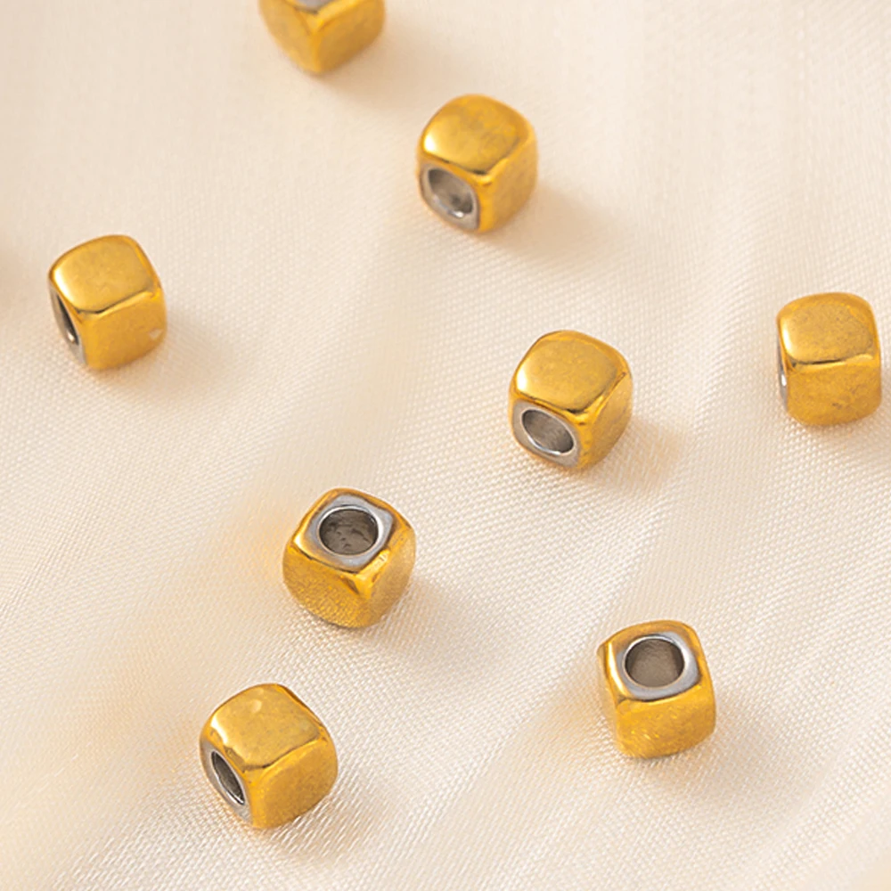 50 قطعة 2/3/4 مللي متر مطلية بالذهب الفولاذ المقاوم للصدأ مكعب خزر عازل المهر فضفاض ل سوار ذاتي الصنع قلادة صنع المجوهرات النتائج #6