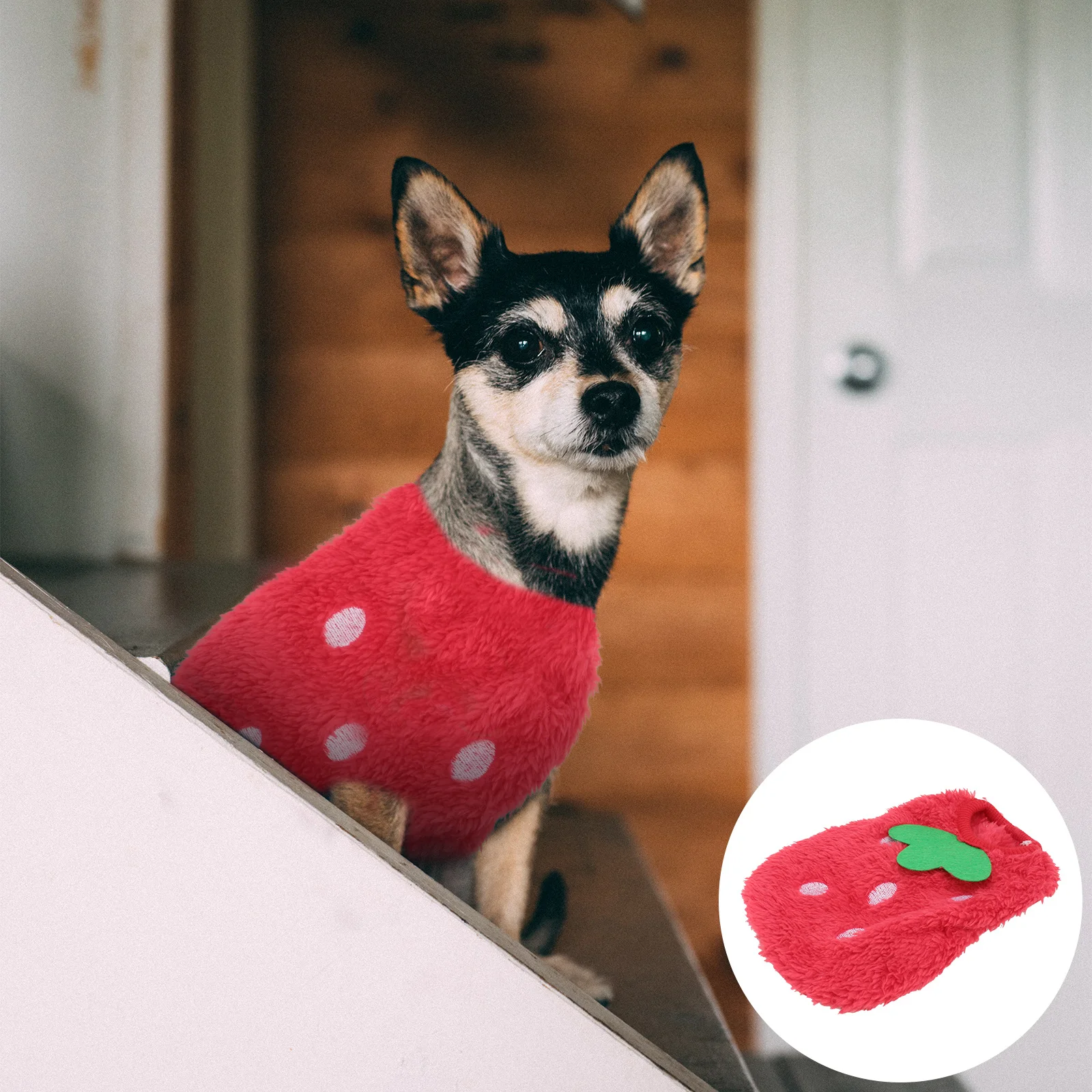 

Strawberry Dog Clothes Small Pet Coral Fleece Vest Winter Hoodie Guinea Pig Bunny Rabbit Costume Guinea Pig Clothes