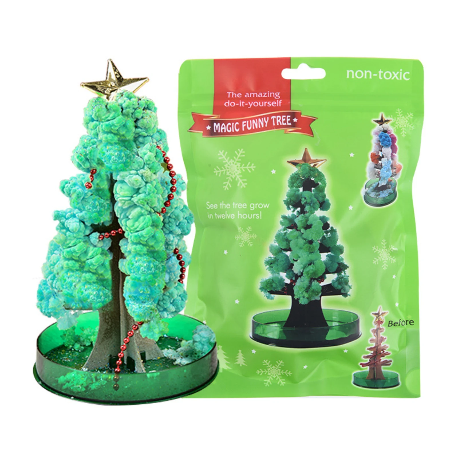 شجرة سحرية صغيرة مضحكة تجربة علمية شجرة عيد الميلاد شجرة نمو سقي سحرية لتقوم بها بنفسك لعبة يدوية شجرة ورقية مزهرة #4