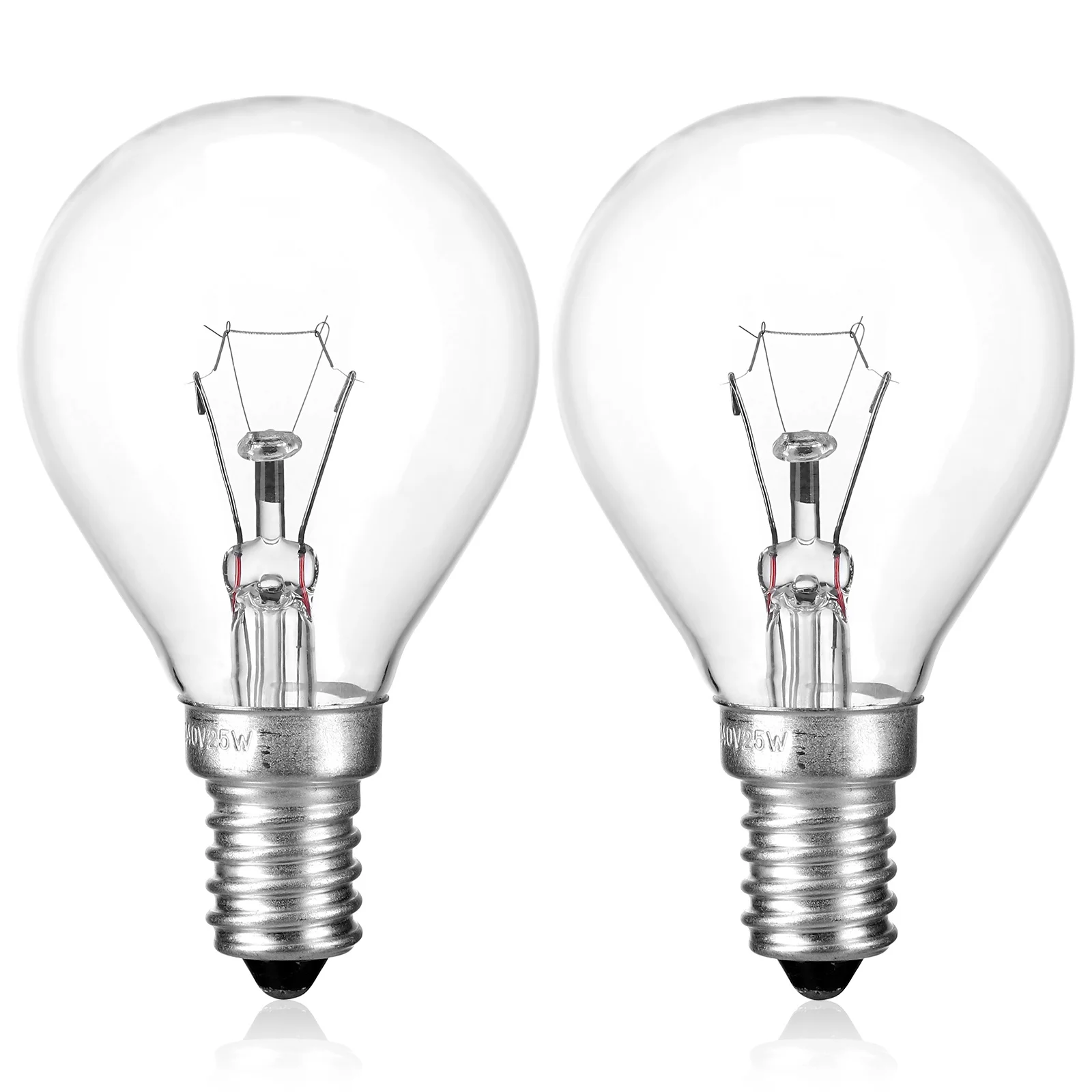 2 Buah Lampu LED E14 25W Cahaya Hangat Transparan Kaca Aluminium Tahan Lama Untuk Rumah Kantor Restoran Lampu Hias Pembakar Lilin Aroma