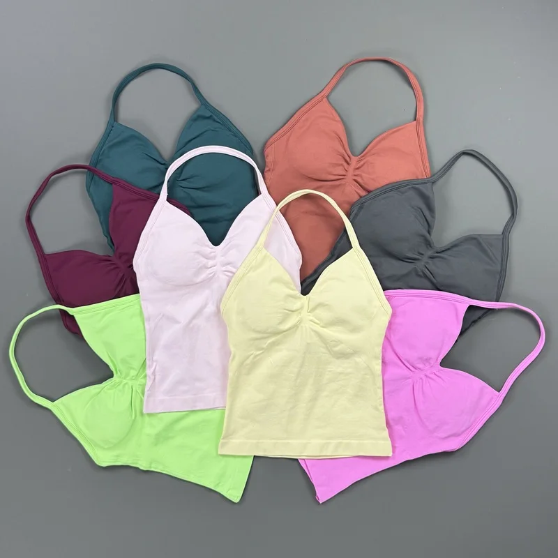 Longline Strappy Top Sports Vest Women Breathable Yoga Tank Top Slim Fit Gym Workout Training Sleeveless Fitness Halter