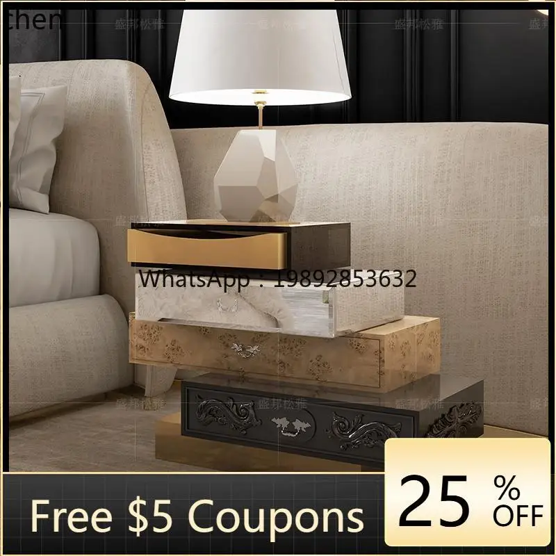 

light luxury irregular bedside table storage bedroom modern high-end creative decorative locker