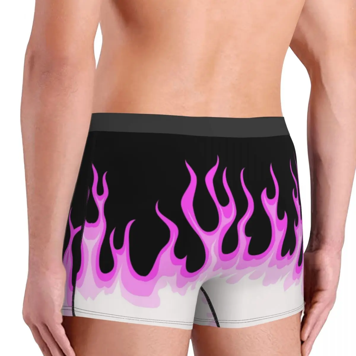 Homens Custom Pink Hot Fire Racing Chamas Boxers, Roupa Interior Engraçada, Cuecas, Cuecas, Boxers Shorts