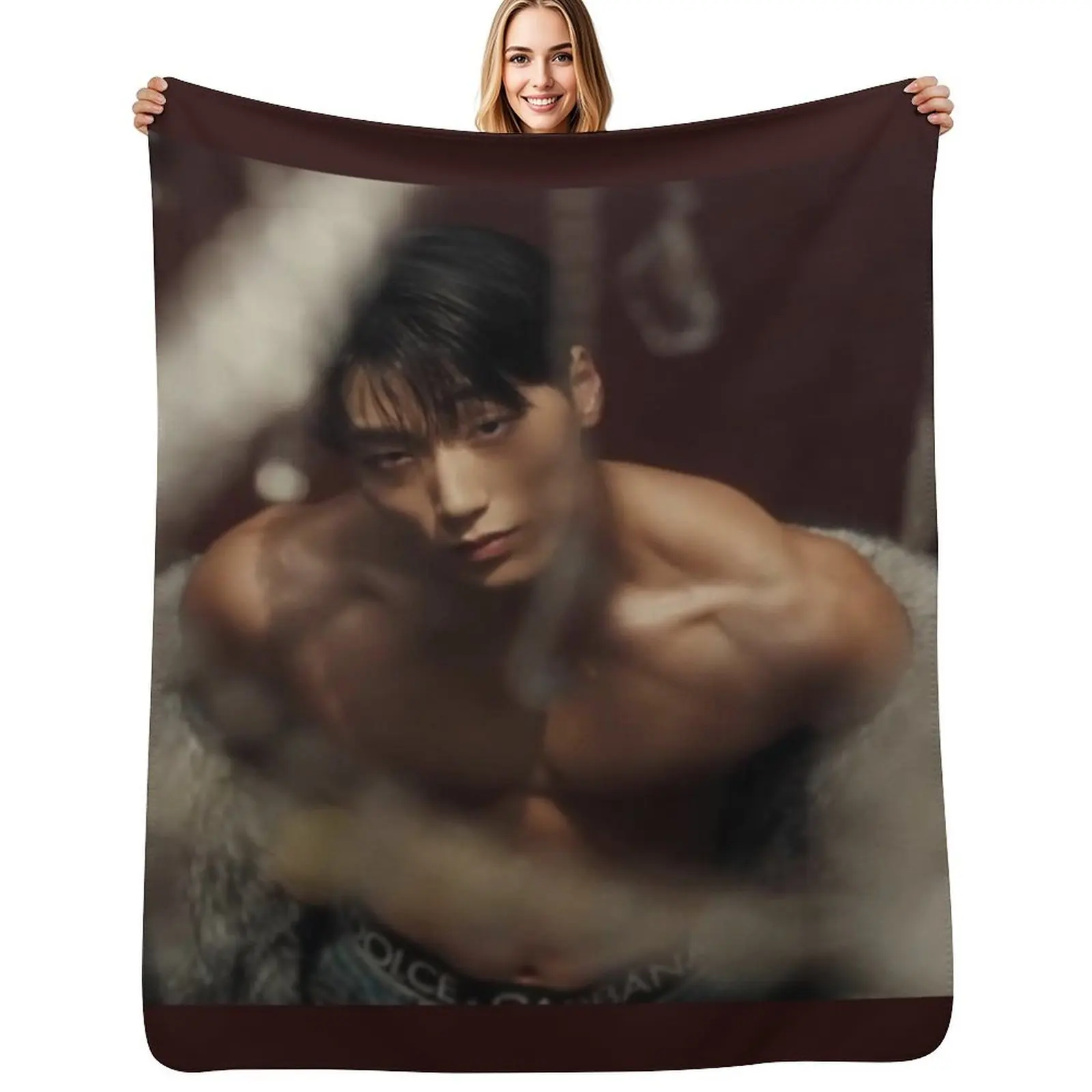 

ATEEZ ice on my teeth choi san kpop atiny sexy abs Throw Blanket Flannel Fleece Soft Warm Throw Blanket