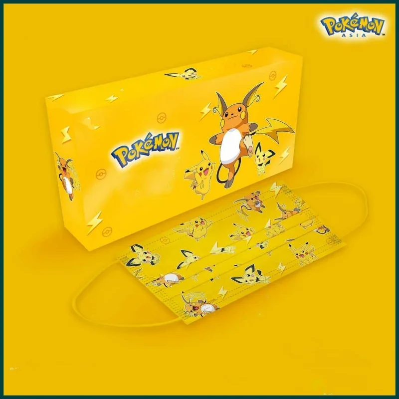 50 pcs Pokemon Pikachu maschera usa e getta per cartoni animati per adulti 3 strati filtro in tessuto Meltblown scatola antipolvere periferiche Anime gratuite