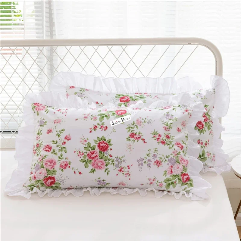 2Pcs Pillowcase Europe Luxury Cake Layers Ruffle Cotton Flower Wrinkle Elegant Pillow Cases Pillow Cover Bownot Sweet Princess