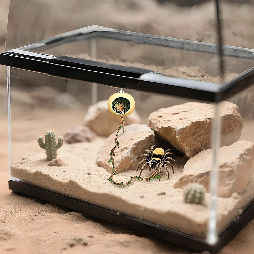 

Jumping Spider Hideout Reptile Terrarium Hanging Shelter with Vines Small Pet Cave for Tarantulas Geckos Hermit Crabs Insects