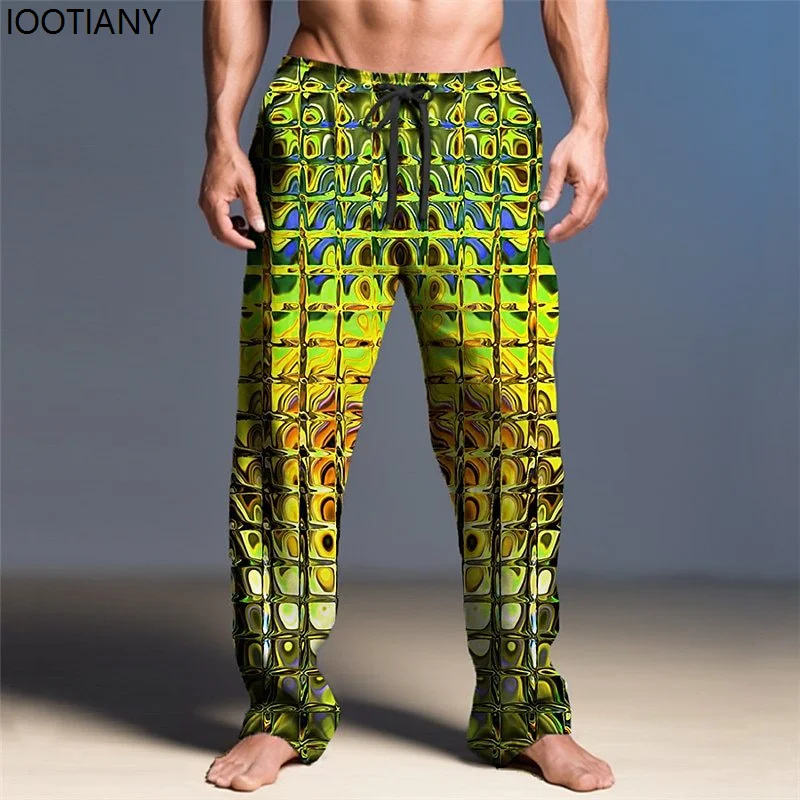 New Autumn Winter Outdoor Sport Casual Pants Men High Waist Stitching Slightly Wide Leg Trousers 3D Printing Straight Streetwear