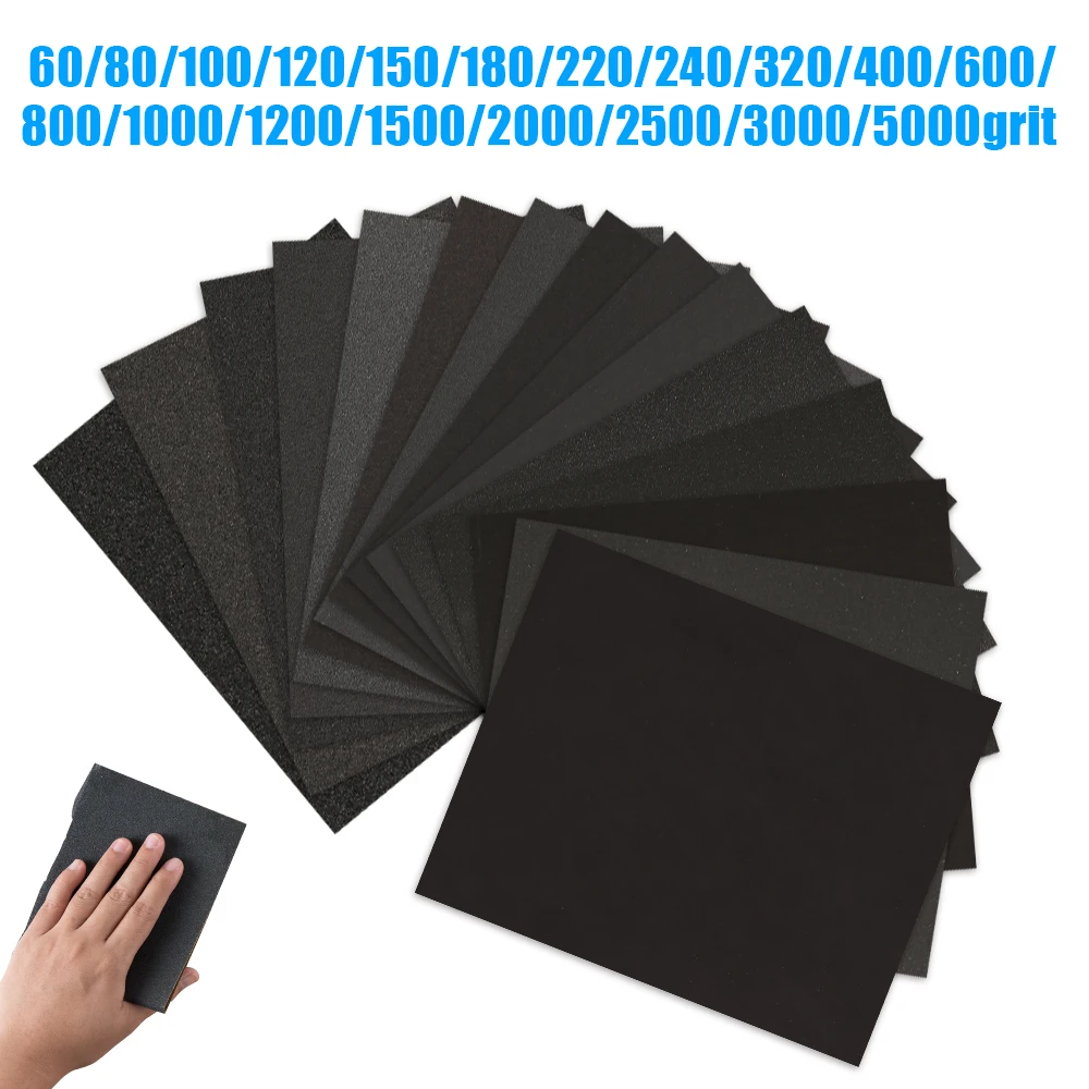 XCAN Sandpaper 9x11 inch(230x280mm) Wet Dry Waterproof Sanding Paper Grit 60-2000 Polish Sand Paper Sheet Abrasive Polish Tool