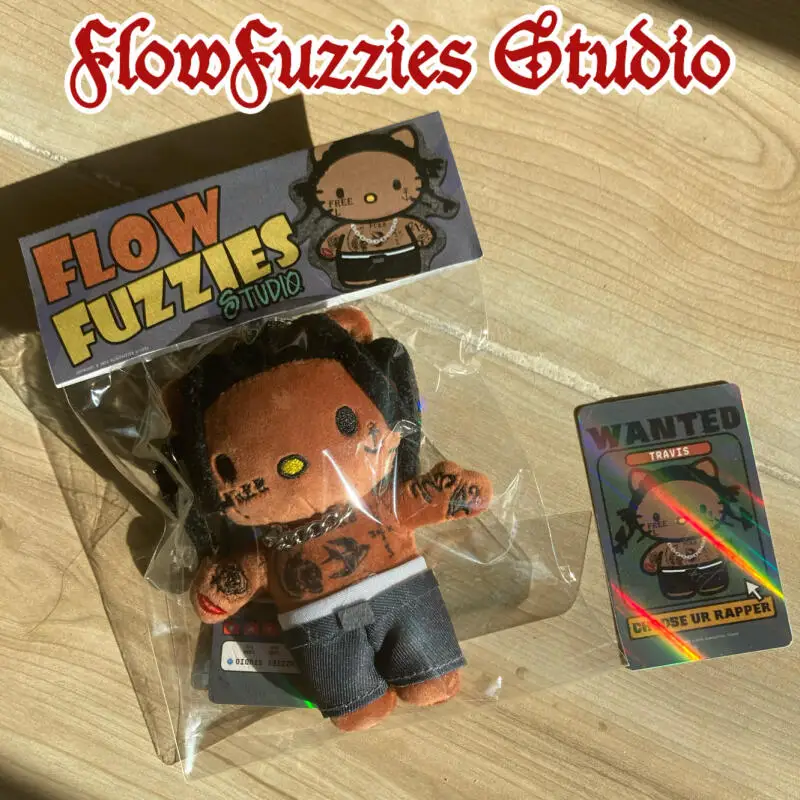 Flowfuzzies ستوديو الاتجاه الأصلي سلسلة ترافيس كيتي قصيرة أفخم محشوة مفتاح سلسلة سلاسل المفاتيح دمية نموذج قلادة اللعب هدية #1