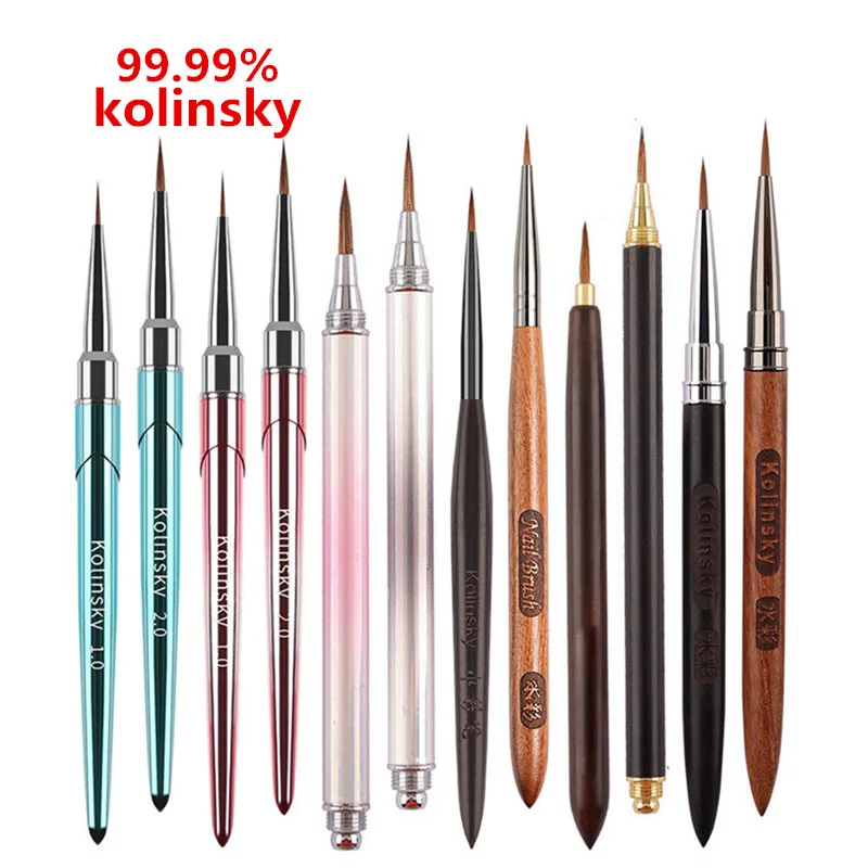 Different Colored Handle Kolinsky Hair Nail Acrylic Brush Liquid Powder DIY Nail Drawing Nail Art Bruses