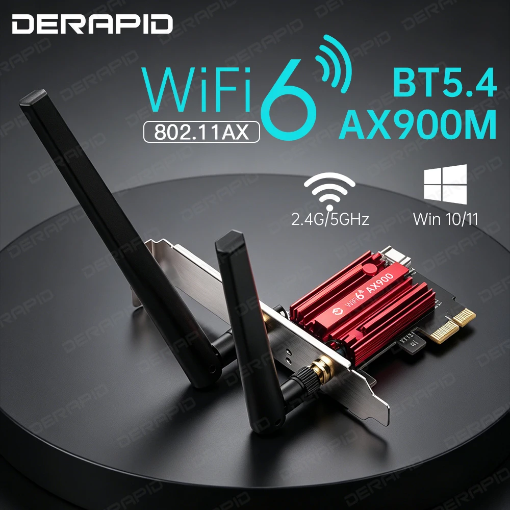 

Fenvi Dual Band 2.4G 5G WiFi 6 AX900 PCIe X1 Wireless Adapter Bluetooth 5.4 Network Card for 802.11AX PC Desktop Windows 10 11