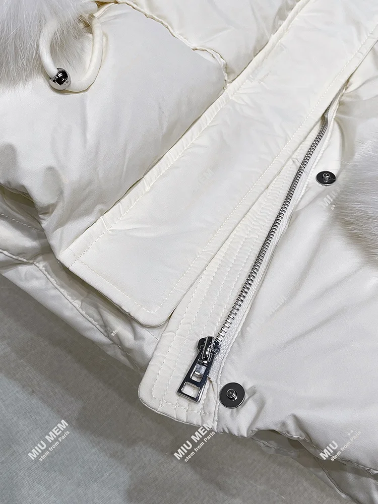 High-End Winter Women's down Jaet Coat Thi Warm Fur Collar Hooded Coat MIU MEM Brand Commute Sle Pure Color Chinese Origin