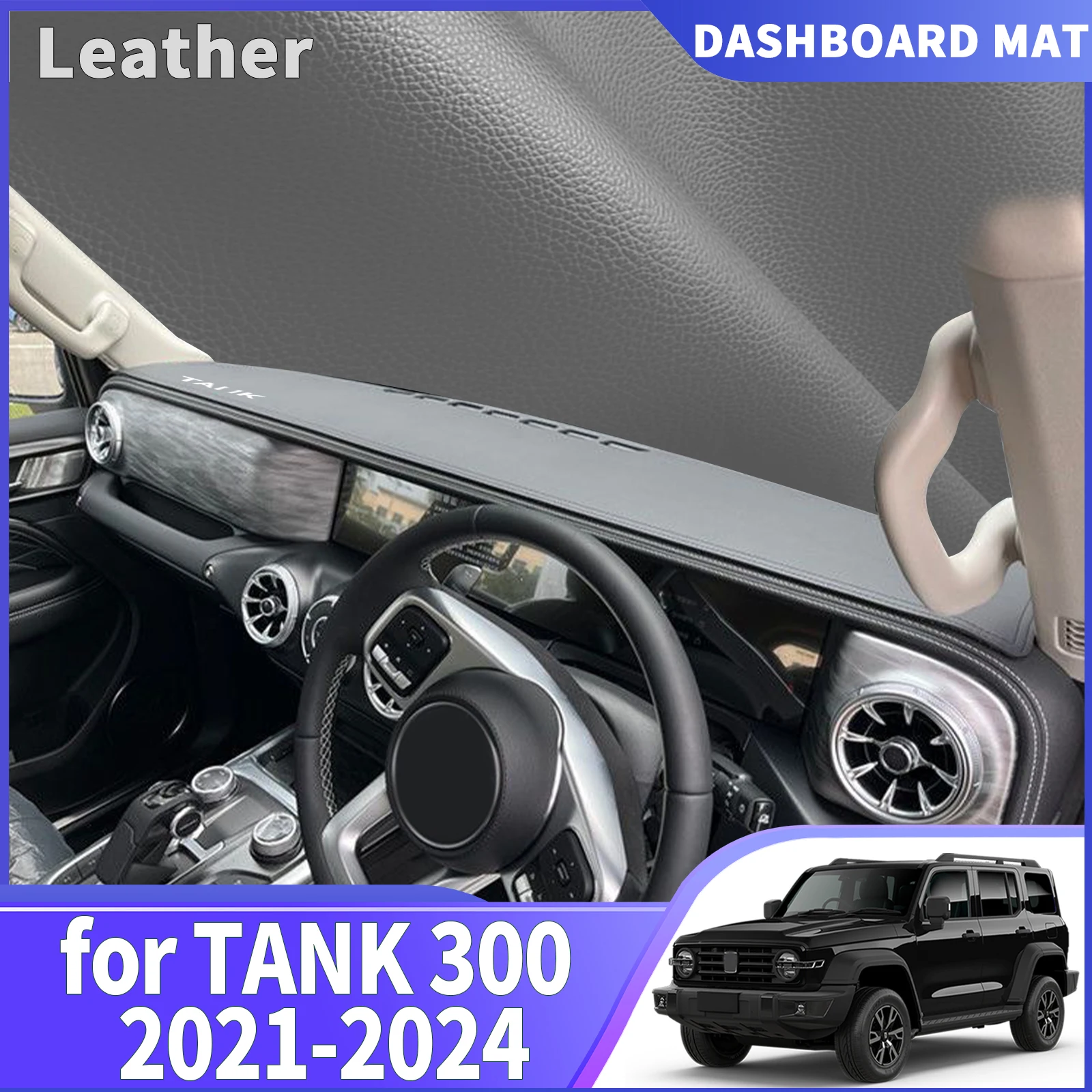 

fit for GWM TANK 300 2021 2022-2024 WIHTE LOGO DashMat Sunshade Dashmat Dashboard Cover Pad Protective Carpet Car Accessories