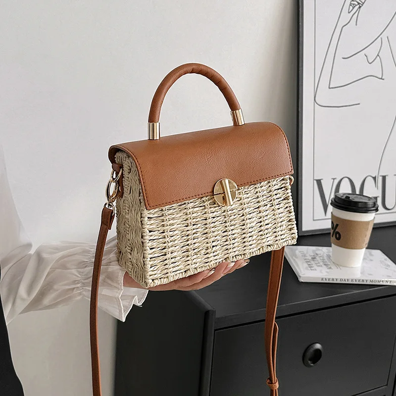 

High quality and fashionable niche woven women's bag, new simple and casual one shoulder crossbody square bag top-handle bags