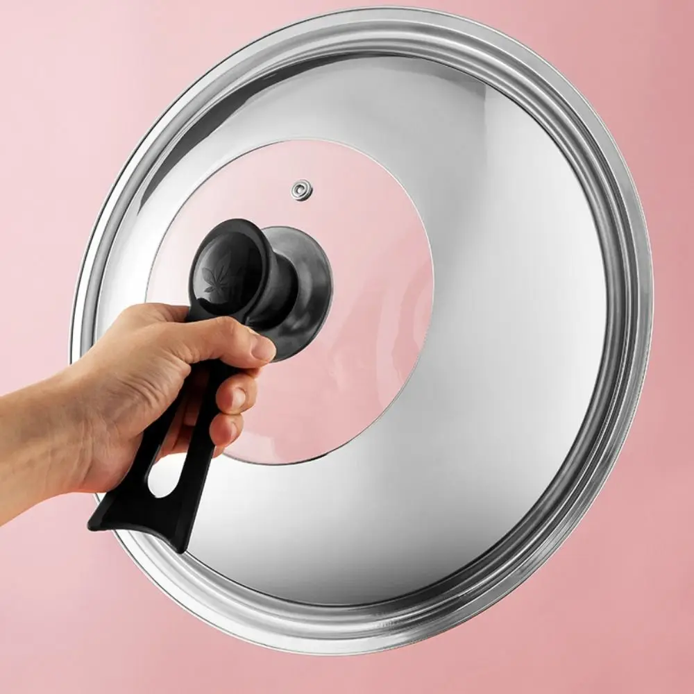 28/30/32/34/36/38 CM Stainless Steel Visible Pot Lid Universal Anti-scalding Wok Cover Heat Resistant Black Plastic Knob