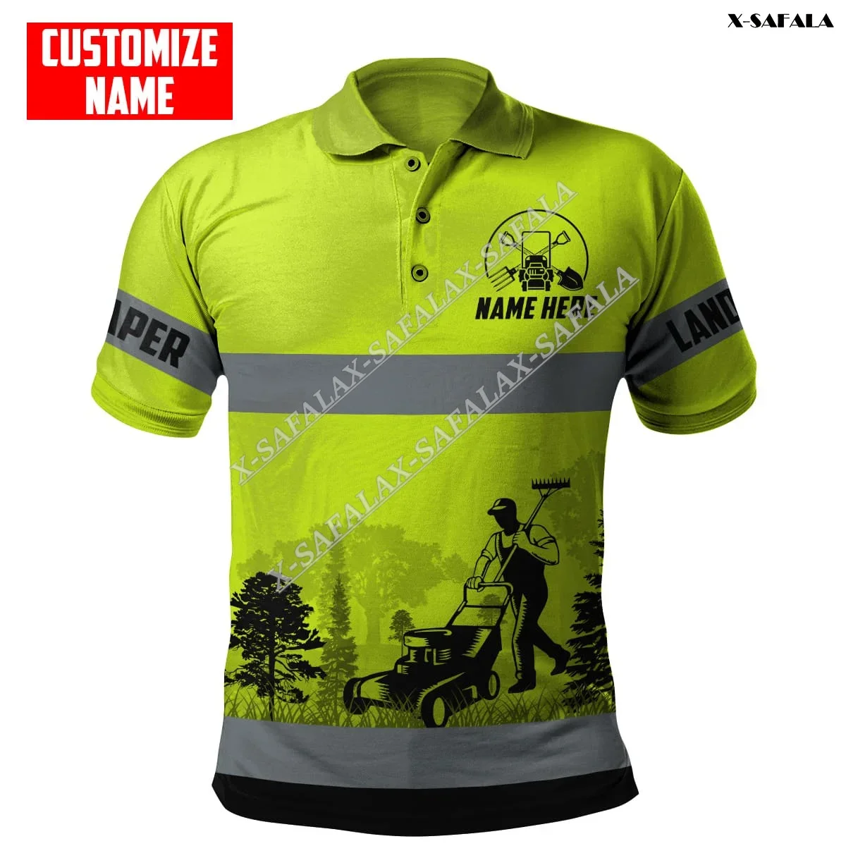 

Landscaper Job Custom 3D Full Print Men Polo Shirt Collar Short Sleeve Street Wear Casual Tee Top Cosplay Safety Uniform Gift