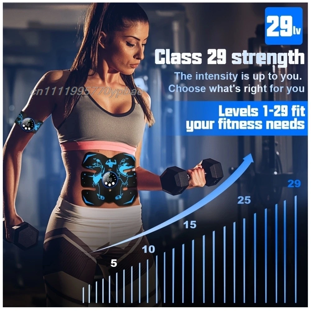 EMS Abdominal Trainer - Wireless USB Rechargeable Muscle Stimulator Body Shaping Belt Six-Pack Workout Home Gym Fitness Tool