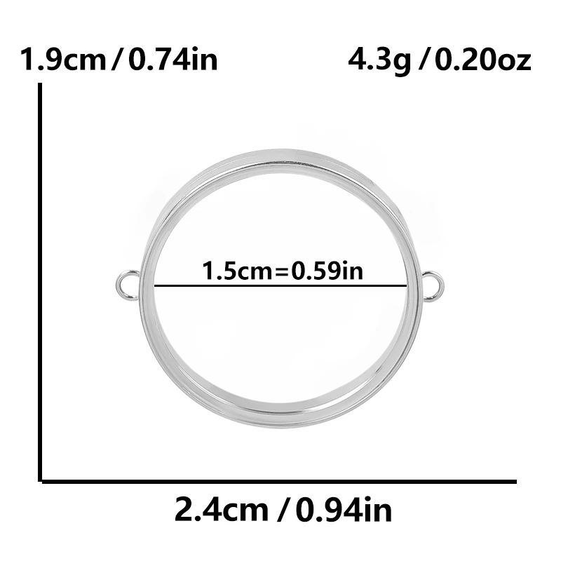 1Pc Round Coin Holder Floating Medallion Pendant, DIY Locket