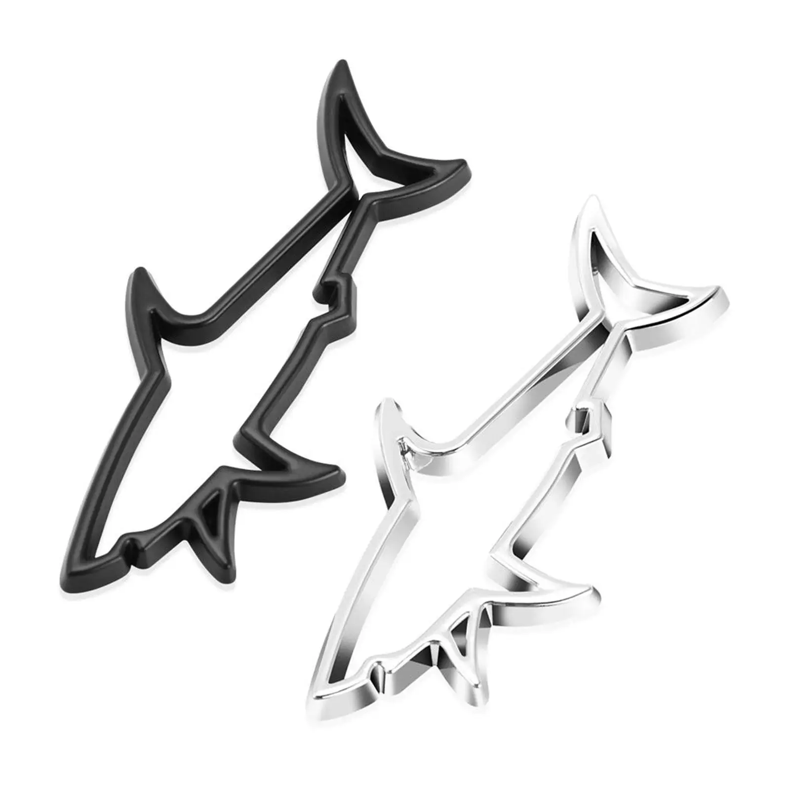 3D Metal Car Styling Sticker Hollow Shark Emblem Badge Decals Automobiles Motorcycle Car Label Scratch Sticker Universal view 2