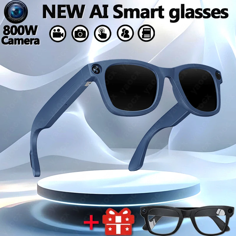 AI Smart Camera Glasses Bluetooth Call Video Recorder Wi-Fi transmission Translation Music Outdoor Anti Blue Light Smart Glasses