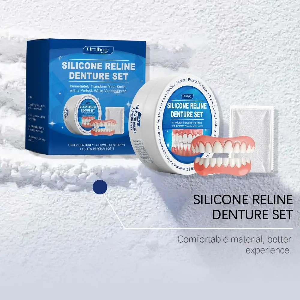 Kit de relinação de dentadura de silicone macio seguro e durável kit de relina de silicone instantâneo reutilizável e portátil dentes instantâneos