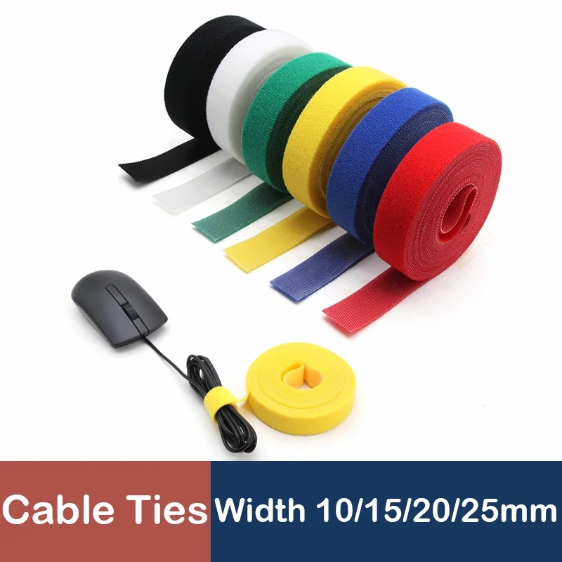 

5m/roll Cable Ties Reusable Loop Bundle Self Adhesive Fastener DIY Accessories Nylon Strap Organizer Clip Wire Holder Management