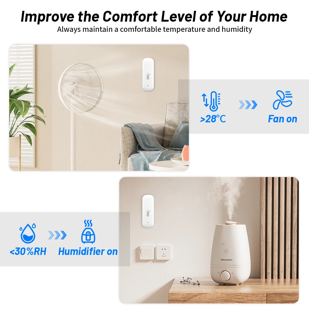 1-4pcs Tuya Smart Zigbee Temperature And Humidity Sensor Indoor Thermometer Hygrometer Monitoring Works With Alexa Google Home