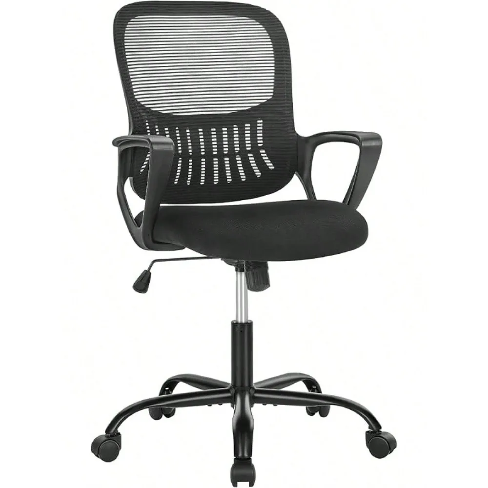 

Office Computer Desk Chair, Ergonomic Mesh Rotating Mid-Back, with Wheels, Comfortable Lumbar Support and Armrest, Desk Chair
